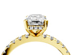 Emerald Cut Diamond Hidden Halo Solitaire Ring in Yellow gold with Round Pavé Band and Prong Setting_40