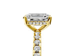Emerald Cut Diamond Hidden Halo Solitaire Ring in Yellow gold with Round Pavé Band and Prong Setting_41