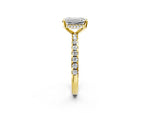 Emerald Cut Diamond Hidden Halo Solitaire Ring in Yellow gold with Round Pavé Band and Prong Setting_50