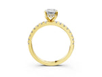 Emerald Cut Diamond Hidden Halo Solitaire Ring in Yellow gold with Round Pavé Band and Prong Setting_51