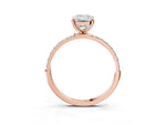 Emerald Cut Diamond Pavé Band Solitaire Ring in Rose gold with Round Accents_33