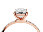 Emerald Cut Diamond Pavé Band Solitaire Ring in Rose gold with Round Accents_34