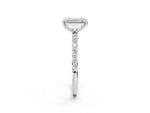 Emerald Cut Diamond Pavé Band Solitaire Ring in White gold with Round Accents_26