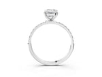 Emerald Cut Diamond Pavé Band Solitaire Ring in White gold with Round Accents_27