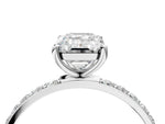 Emerald Cut Diamond Pavé Band Solitaire Ring in White gold with Round Accents_28
