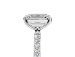 Emerald Cut Diamond Pavé Band Solitaire Ring in White gold with Round Accents_29