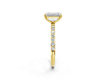 Emerald Cut Diamond Pavé Band Solitaire Ring in Yellow gold with Round Accents_26
