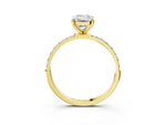 Emerald Cut Diamond Pavé Band Solitaire Ring in Yellow gold with Round Accents_27