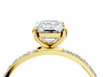 Emerald Cut Diamond Pavé Band Solitaire Ring in Yellow gold with Round Accents_28