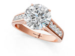 Emerald Cut Diamond Solitaire Engagement Ring in Rose gold with Channel-Set Band and Prong Setting_1