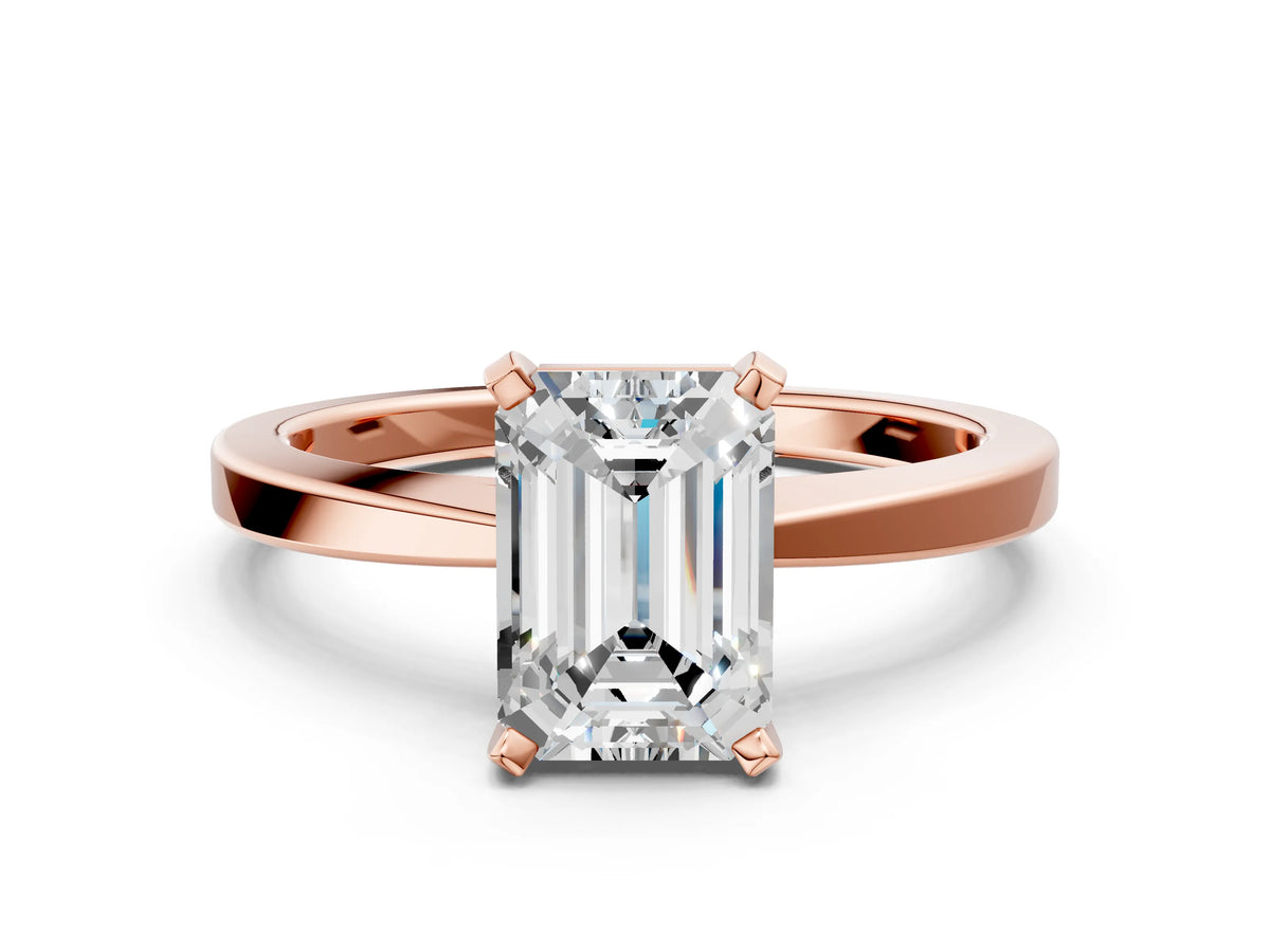 Emerald Cut Diamond Solitaire Engagement Ring in Rose gold with Prong Setting_24
