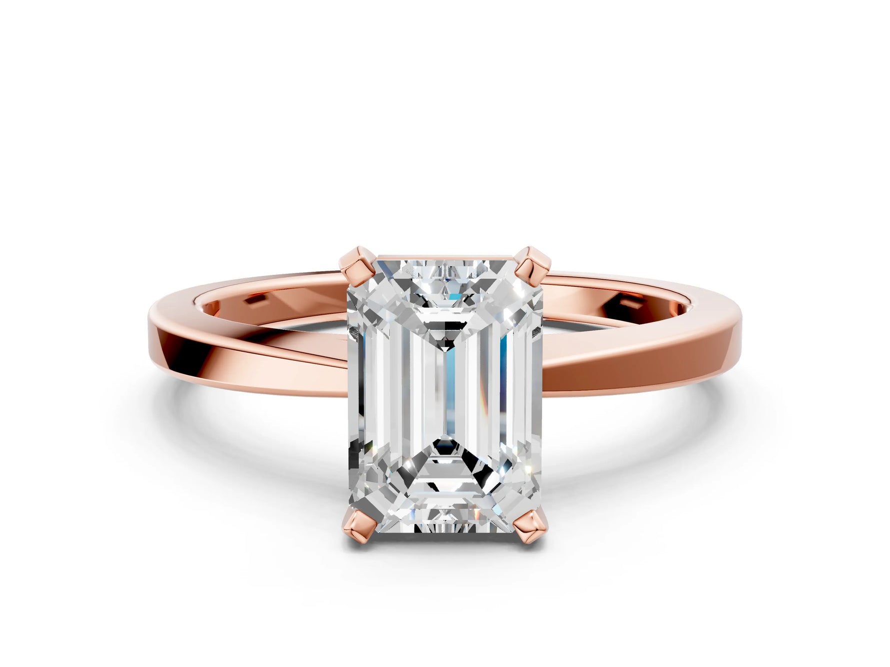 Emerald Cut Diamond Solitaire Engagement Ring in Rose gold with Prong Setting_24