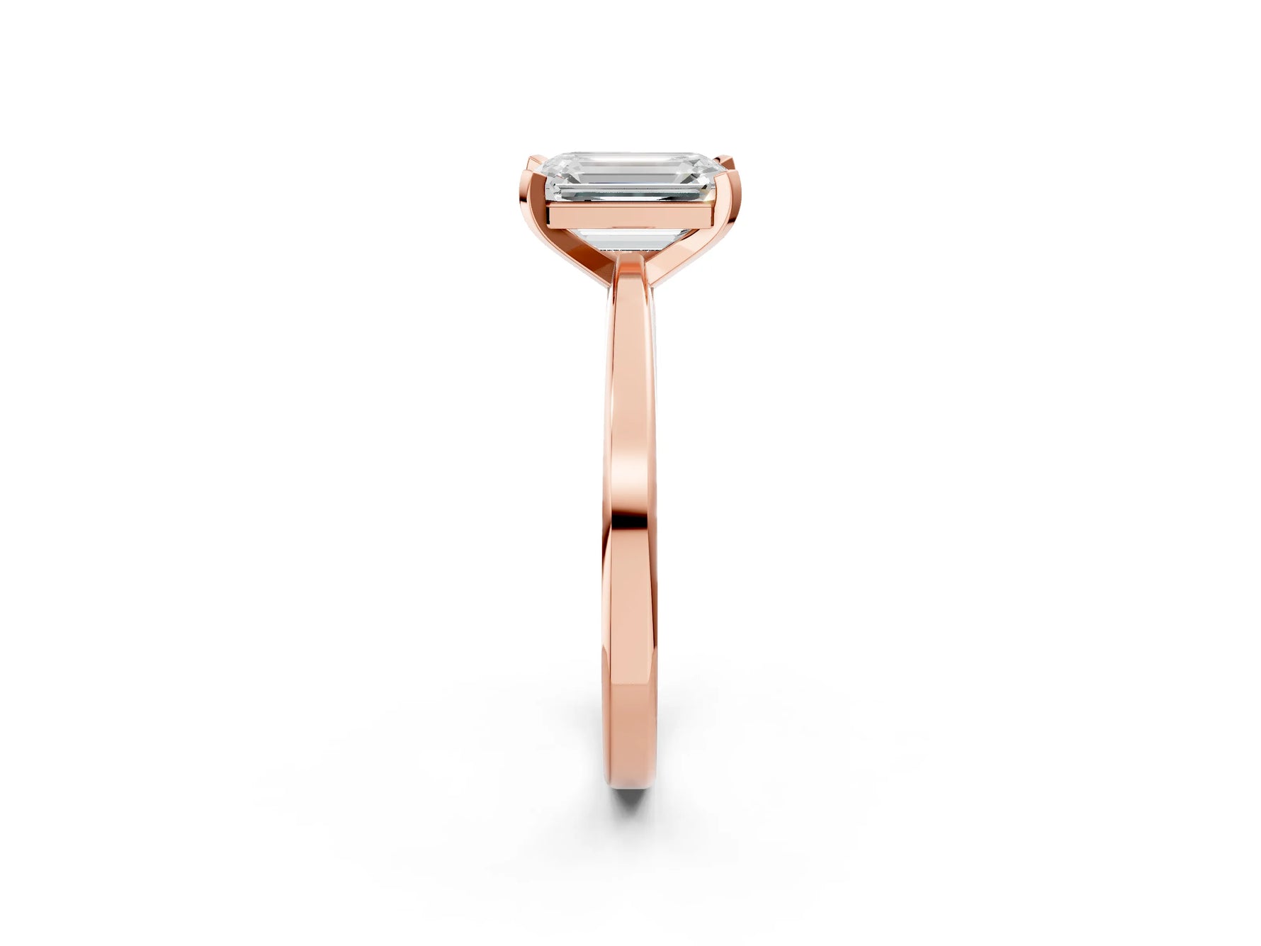 Emerald Cut Diamond Solitaire Engagement Ring in Rose gold with Prong Setting_26