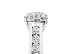 Emerald Cut Diamond Solitaire Engagement Ring in Silver with Channel-Set Band and Prong Setting_5