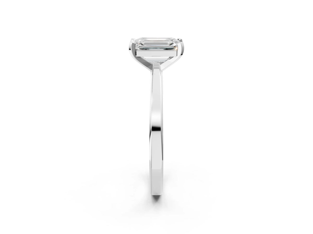 Emerald Cut Diamond Solitaire Engagement Ring in White gold with Prong Setting_26