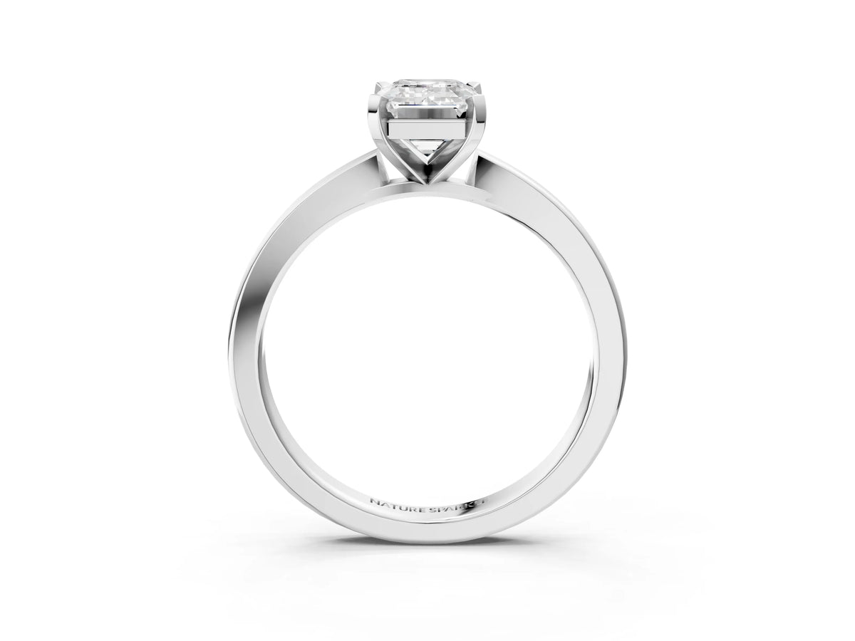 Emerald Cut Diamond Solitaire Engagement Ring in White gold with Prong Setting_27