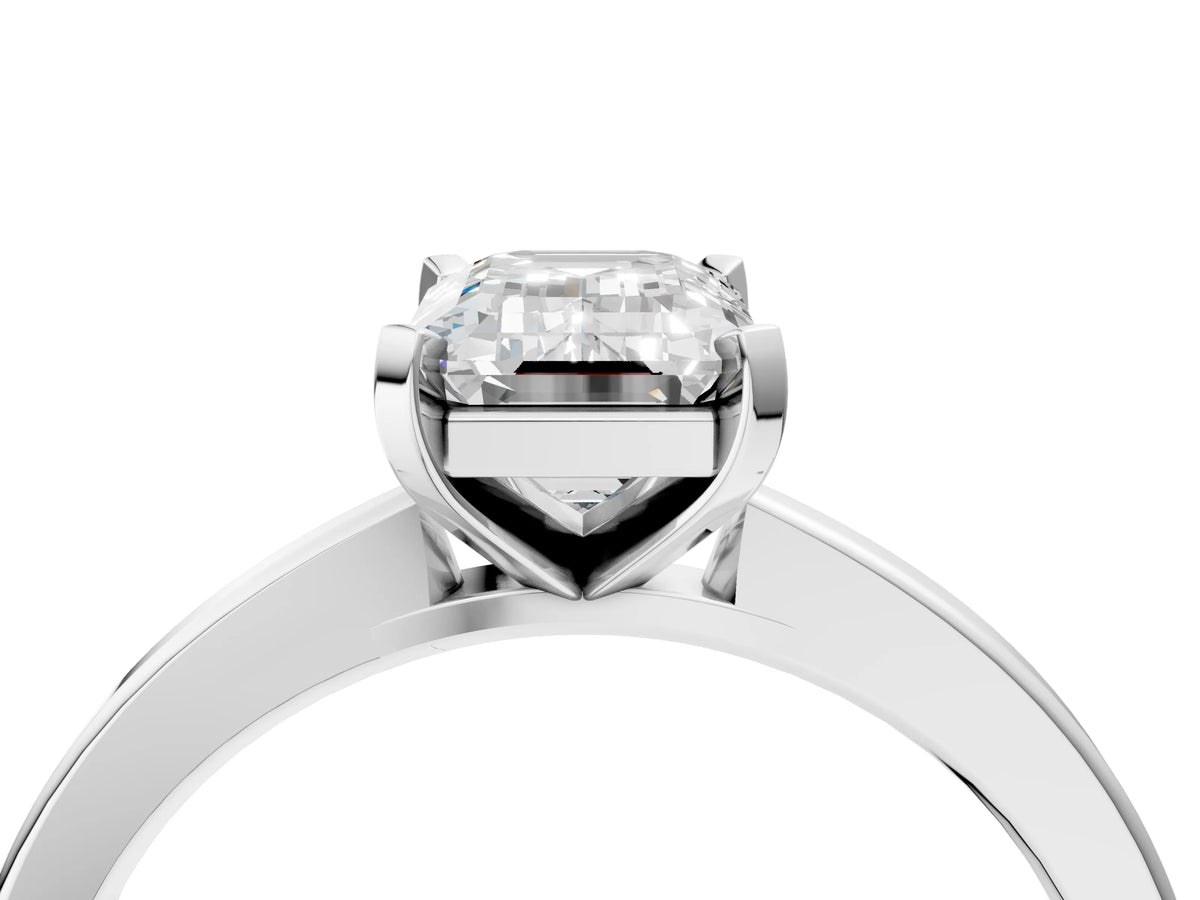 Emerald Cut Diamond Solitaire Engagement Ring in White gold with Prong Setting_28