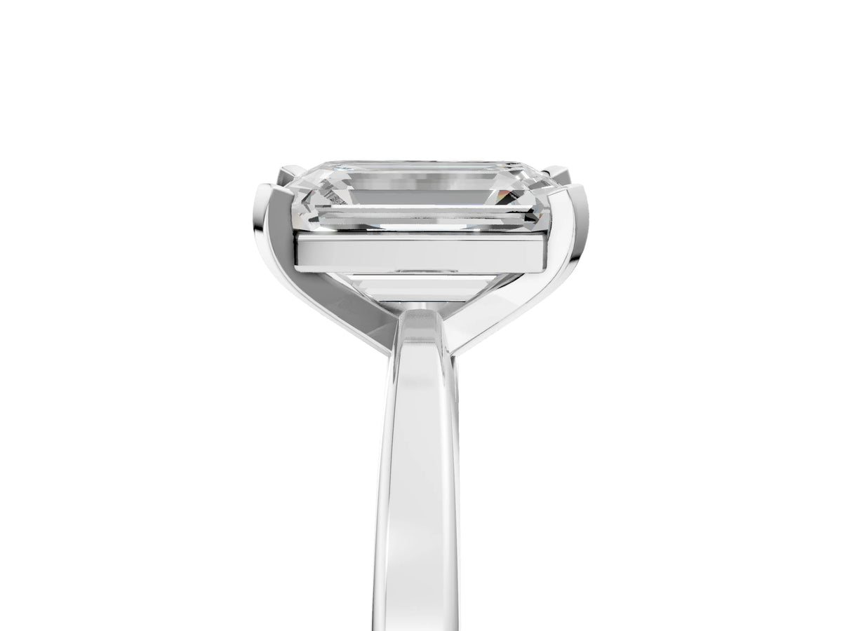 Emerald Cut Diamond Solitaire Engagement Ring in White gold with Prong Setting_29