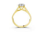 Emerald Cut Diamond Solitaire Engagement Ring in Yellow gold with Channel-Set Band and Prong Setting_3