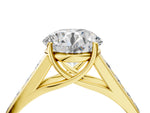 Emerald Cut Diamond Solitaire Engagement Ring in Yellow gold with Channel-Set Band and Prong Setting_4