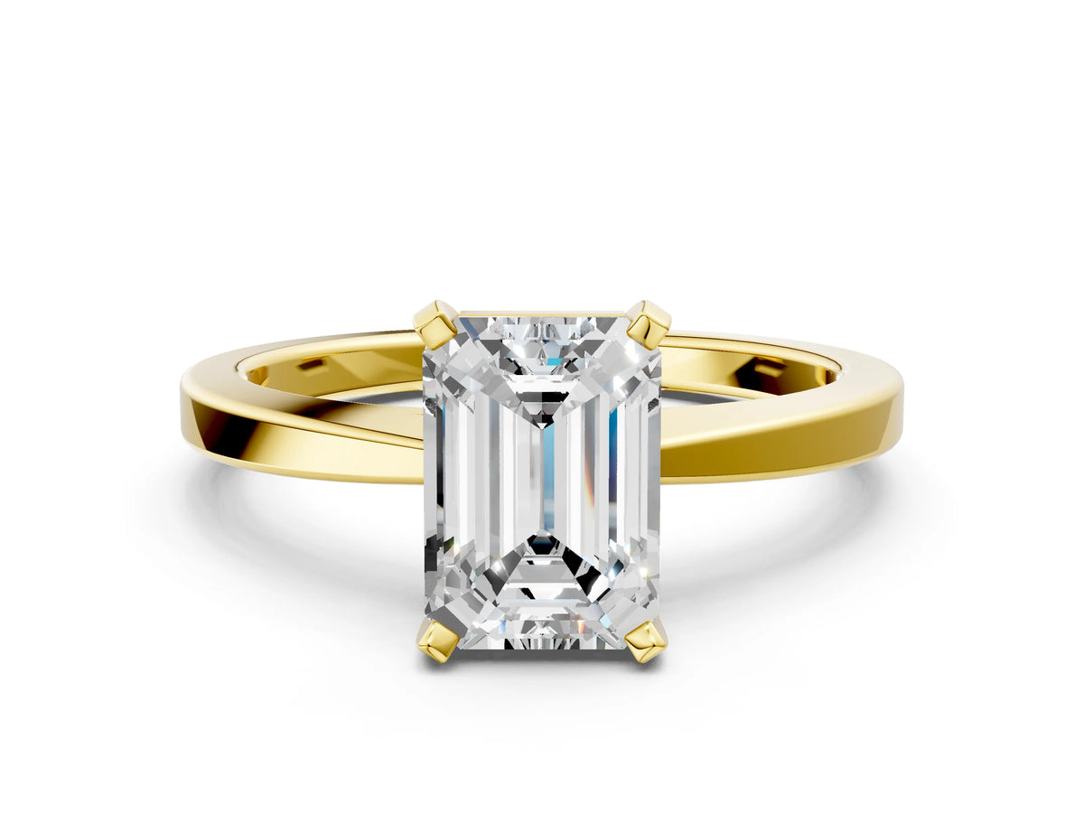 Emerald Cut Diamond Solitaire Engagement Ring in Yellow gold with Prong Setting_24