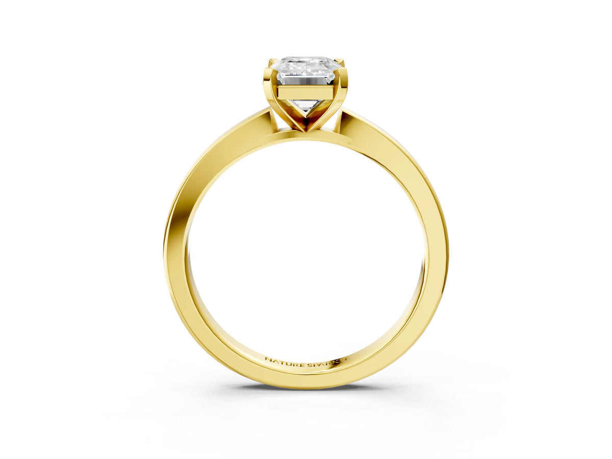 Emerald Cut Diamond Solitaire Engagement Ring in Yellow gold with Prong Setting_27