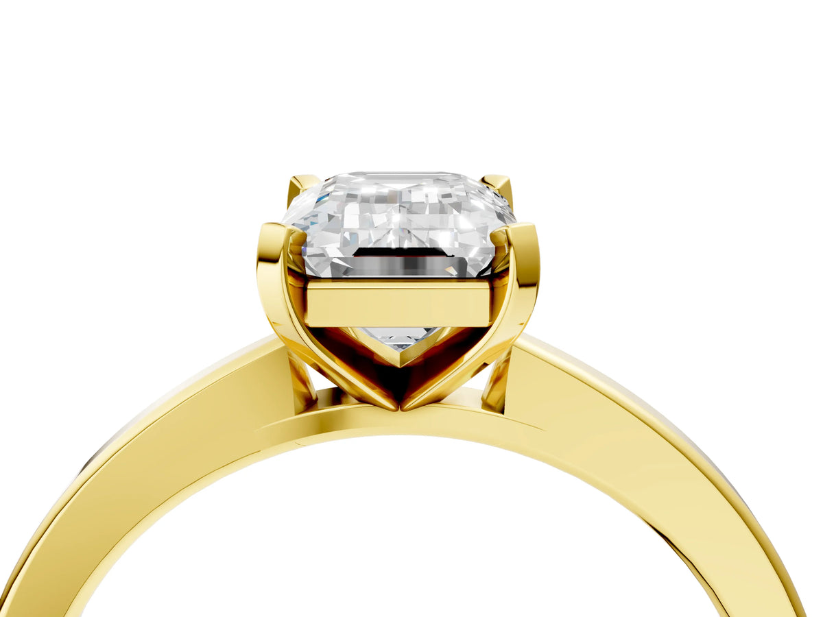 Emerald Cut Diamond Solitaire Engagement Ring in Yellow gold with Prong Setting_28