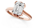 Emerald Cut Diamond Solitaire Ring in Rose gold with Flower Prong Setting_19