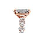 Emerald Cut Diamond Solitaire Ring in Rose gold with Pear and Round Cluster Band_17