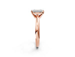 Emerald Cut Diamond Solitaire Ring in Rose gold with Prong Setting and Rounded Band_20