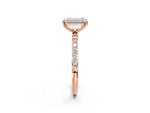 Emerald Cut Diamond Solitaire Ring in Rose gold with Round Pavé Band_32