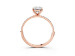 Emerald Cut Diamond Solitaire Ring in Rose gold with Round Pavé Band_33