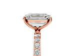 Emerald Cut Diamond Solitaire Ring in Rose gold with Round Pavé Band_35