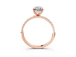 Emerald Cut Diamond Solitaire Ring in Rose gold with Round Pavé Band_9