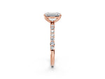 Emerald Cut Diamond Solitaire Ring in Rose gold with Round Shared Prong Pavé Band_20