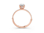 Emerald Cut Diamond Solitaire Ring in Rose gold with Round Shared Prong Pavé Band_21