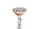 Emerald Cut Diamond Solitaire Ring in Rose gold with Shared Prong Marquise and Round Side Stones_17