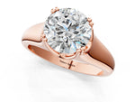 Emerald Cut Diamond Solitaire Ring in Rose gold with Smooth Wide Band and Prong Setting_1