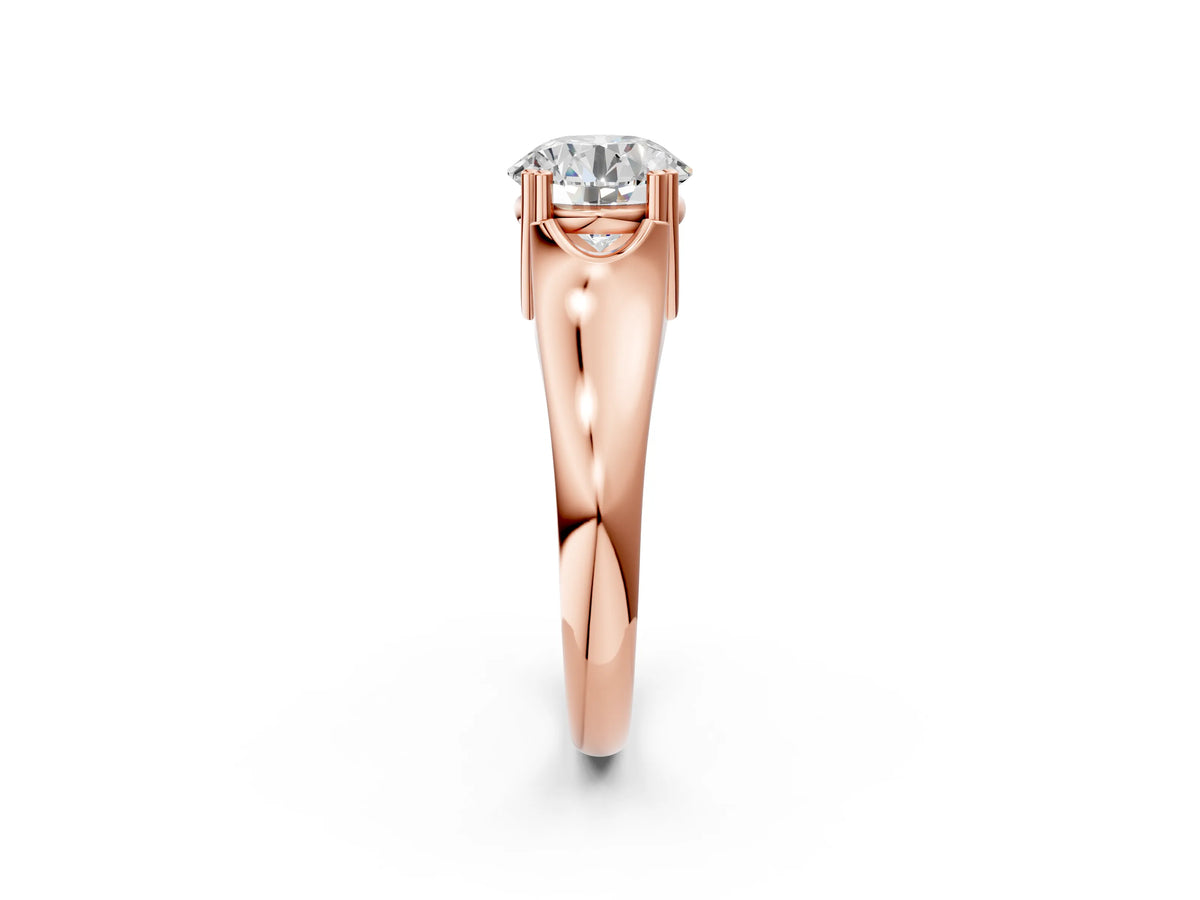 Emerald Cut Diamond Solitaire Ring in Rose gold with Smooth Wide Band and Prong Setting_2