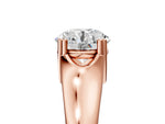 Emerald Cut Diamond Solitaire Ring in Rose gold with Smooth Wide Band and Prong Setting_5