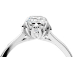 Emerald Cut Diamond Solitaire Ring in White gold with Flower Prong Setting_10