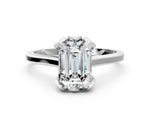 Emerald Cut Diamond Solitaire Ring in White gold with Flower Prong Setting_6