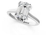 Emerald Cut Diamond Solitaire Ring in White gold with Flower Prong Setting_7