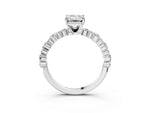 Emerald Cut Diamond Solitaire Ring in White gold with Pear and Round Cluster Band_15