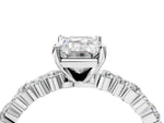 Emerald Cut Diamond Solitaire Ring in White gold with Pear and Round Cluster Band_16