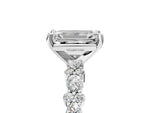 Emerald Cut Diamond Solitaire Ring in White gold with Pear and Round Cluster Band_17
