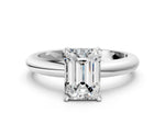 Emerald Cut Diamond Solitaire Ring in White gold with Prong Setting and Rounded Band_18