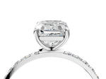 Emerald Cut Diamond Solitaire Ring in White gold with Round Pavé Band_10