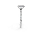 Emerald Cut Diamond Solitaire Ring in White gold with Round Pavé Band_32