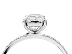 Emerald Cut Diamond Solitaire Ring in White gold with Round Pavé Band_34